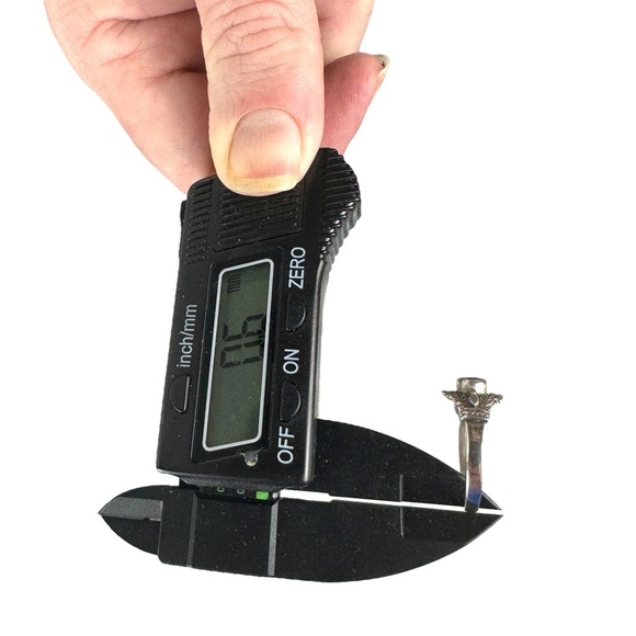 Vtg Sterling Silver Leaf Reposse Lapis Cabochon Band Ring Sz 9.25 Southwest Boho - Picture 14 of 15